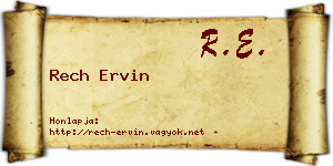 Rech Ervin névjegykártya